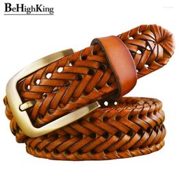 Belts Genuine Leather Braided Belt Man Fashion Men Luxury Waist Strap Male Quality Second Layer Cow Skin Girdle For Jeans BrownBelts Forb22
