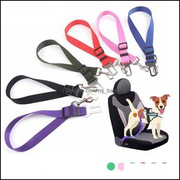 Dog Collars Leashes Pet Car Seat Belts Adjustable Nylon Cat Harness Safety Belt Compatible Most Vehicle Small Medium Travel C Mjbag Otcx9