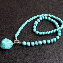 Pendant Necklaces Fashion Turquoise Natural Stone Choker Necklace For WomenPendant