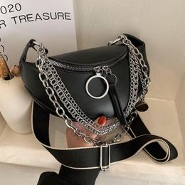 Evening Bags Designer Women Fashion Bag Chains Saddle Crossbody For 2022 Luxury Handbags Shoulder Leather Purse BlackEvening