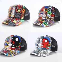 Berets Summer Kids Baby Breathable Graffiti Cartton Trucker Hats Parent-chid Boy Girl Cartoon Baseball Caps Snapbacks GorrosBerets Davi22