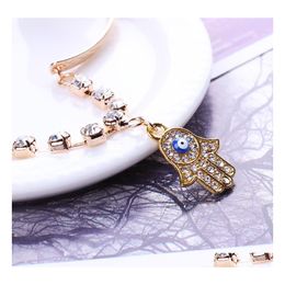 Charm Bracelets Bangles For Women Rhinestone Evil Eye Hamsa Hand Jewelry Bangle Bracelet Hjewelry Drop Delivery Dhcxr