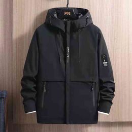 Mens Hooded Jacket Spring Autumn Casual Hoodie Solid Color Man Jackets Long Sleeve Japanese Streetwear Men Clothing