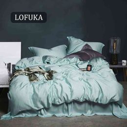 Lofuka Women Grade 100% Silk Bedding Set Nature Silky Duvet Cover Queen King Flat Sheet Pillowcase Bed for Beauty Sleep