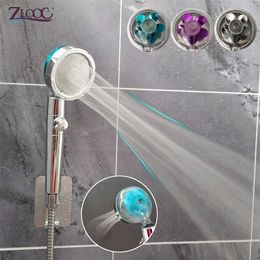 Zloog Shower Head Water Saving Flow 360 Degrees Rotating with Small Fan Philtre High Pressure Spray Bathroom Accessories 220525