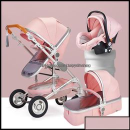 Strollers# Baby Kids Maternity fashion soft Luxury Stroller High Landview 3 in 1 Portable Pushchair Pram Comfort for Born Drop Delivery