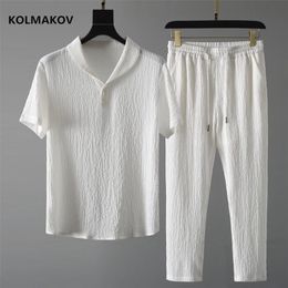 Shirt trousers summer men fashion classic shirt s business casual shirts A set of clothes size M 4XL 220708