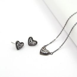 Pendant Necklaces Fashion Heart Valentines Gift Oval Pull Pave Clear Zircon Small Choker Pendants Necklace WomenPendant