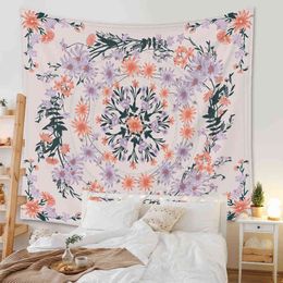 Bohemian Floral Carpet Wall Hanging Mandala Wreath Hippie Boho Decor Home Decoration Yoga Carpet Sofa Cover Psychedelic Carpet J220804