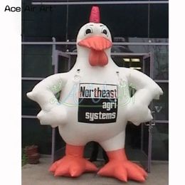 Custom 3m H Akimbo Head Up Inflatable Rooster Model with Logo on Chest for Event Decoration