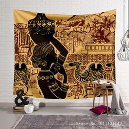 Tapestries Fashion Egyptian Figures Tapestry Wall Hanging 3D Retro Printing Living Room Bedroom Art Decorative Background