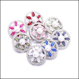 Clasps Hooks Jewellery Findings Components Flower Shape Crystal Snap Button Rhinestone 18Mm Metal Sn Dhaye