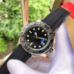 Mens Sports Watches Black Rubber Strap 2813 Mechanical Movement Watch With Calendar Clock Montre