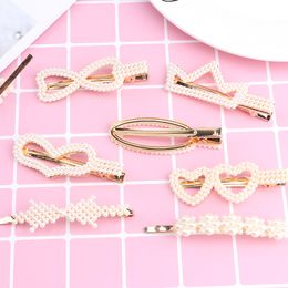 Fashion Jewellery Hairpin Bows Cute Metal Simplicity Pearls Side Crown Clip Hair Accessories Personality Lady Barrettes Wedding for chil and woman