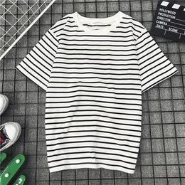 Women's Blouses & Shirts Black White Striped Blouse Fashion Short Sleeve T Women Loose Female Casual Tope Tees Harajuku BlouseWomen's