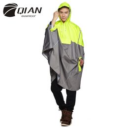 QIAN RAINPROOF Impermeable Outdoor Fashionable Rain Poncho Backpack Reflective Tape Design Climbing Hiking Travel Rain Cover 201015
