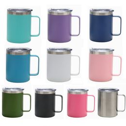 12oz Stainless Steel Coffee Mugs with Handle 16 Colors Vacuum Insulation Reusable Coffee Cup for Adults
