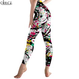Women Leggings Graffiti Stripes Pattern Printed High Waist Elasticity Legging Female for Indoor Fitness Push Up Trousers W220616