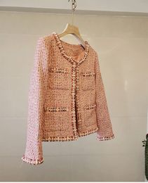 Novo outono moda feminina com decote em bico paillette lurex brilhante bling tweed lã jaqueta de peito único casacos plus size SML