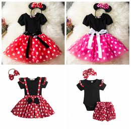 Baby Girl Dresses Polka Dot Printed Princess Dress with Headband Children&#039;s New Year&#039;s Day Performance Clothes Children&#039;s Wear Costume Boutique Clothing B8246