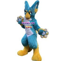 Fursuit Long-haired Husky Dog Fox Wolf Mascot Costume Fur Adult Cartoon Character Halloween Party Cartoon Set #127