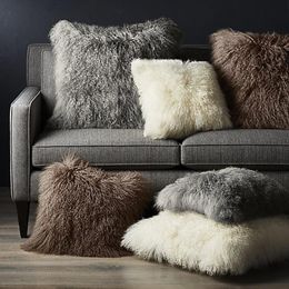 Cushion/Decorative Pillow Sizes Nordic Plush Pillowcase Fluffy Wool Cushions Ins Sofa Bed Fur Cushion Cover Pillows Princess Room Throw Pill