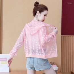 Women's Jackets Summer Lace Thin Hooded Baseball Jacket Women Casual Long-sleeve Tops Breathable Sunscreen Cardigan Loose Coat 2022 Y53