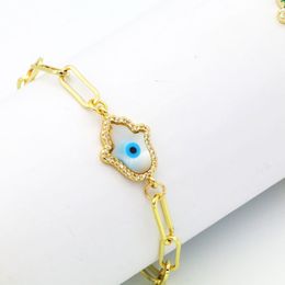 Fashion Gold Plated Brass Evil Eye Charm Bracelet for Women Gift