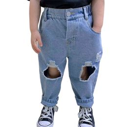 Baby Girl Jeans Ripped Jeans For Girls Spring Autumn Jeans Infantil Casual Style Baby Girls Clothes 210412