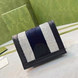 Womens Wallets Lady Designer Pocket Interior Slot Coin Purse Purses Women Leather Tri-fold Short Wallet Blue and Red Stripes Girls2381