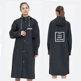 Yuding Women Raincoat Black Fashion Rainwear Print Rain Coat for Girls Long Jackets CanbeCustomized Waterproof Poncho 220704