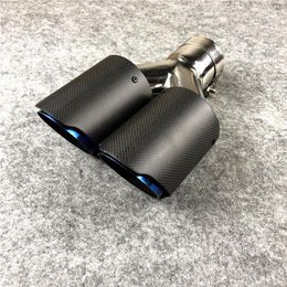 stainless steel car grills Canada - 1 Piece Y Model Matte Grilled Blue Exhaust Pipe Car Universal Stainless Steel Akrapovic Carbon fiber Nozzles Muffler tip337L