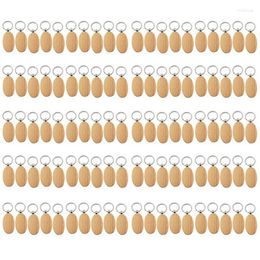 Keychains 100Pcs Blank Oval Ellipse Wooden Key Chain DIY Promotion Keychain Pendant Keyring Tags Promotional Gifts Fred22