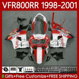 Fairings Kit For HONDA Interceptor VFR800RR VFR 800RR 800 CC RR VFR800 98 99 00 01 Body 128No.49 800CC VFR-800 RR Red white 1998 1999 2000 2001 VFR800R 98-01 Bodywork