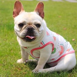 French Bulldog Pet Dog Clothes Mesh Vest Shirt Summer s Clothing For Medium large s Fat s Costume Pug LJ200923