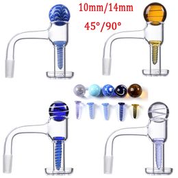 Seamless Fully Weld Quartz Banger Nails Smoking Accessories Terp Slurper Banger With Glass Marble Cap 10mm 14mm Male Joint 45° 90° Banger For Oil Dab Rigs