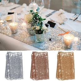 Sequin Table Runner Glitter Net Runners Sparkly Gold Desk Cover Dustproof Decorative cloth Wedding Party Decor 220615