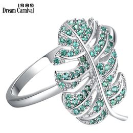 weddings rings Australia - Wedding Rings DreamCarnival1989 Tropical Leaf Ring Women Emerald Green CZ Shiny Paved Party Fashion Promise Bridal Jewelry WA12012Wedding