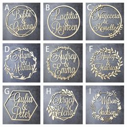 Custom Wooden Wedding Wall Sign Personalized Bride And Groom Name Babyshower Circle Shape Party Decor Unique Gift 220607