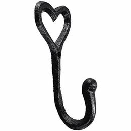 Hooks & Rails Retro Wrought Iron Heart-Shaped Hook Bedroom Decorative Home Wall Mounted Vintage Hat Coat Holder Storage 5.5x4.2x11.5cm TBHoo