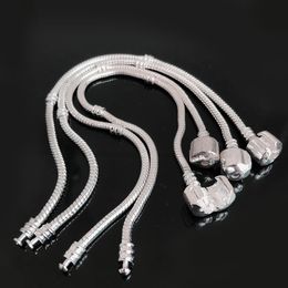 -S925 Sterling Silver plaqué de base fermoir Bracelet de chaîne de serpent Bracelet Fit DIY Perles de charme