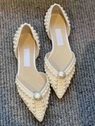 Hochzeitskleid-Sandale für Damen, Sacora-Pumps, flache Luxus-Designerschuhe, Baily-Perlenverzierung, SACORAS 100-mm-Ballerinas, super Qualität