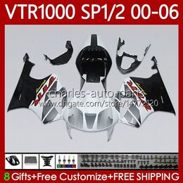 Body Kit For HONDA VTR1000 RTV1000 RC51 00 01 02 03 04 05 06 White black Bodywork 123No.80 VTR 1000 SP1 SP2 2000 2001 2002 2003 2004 2005 2006 VTR-1000 2000-2006 Fairing