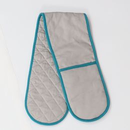 Cotton Double Oven Mitt BBQ Cooking Baking Grilling Microwave Barbecue Handling Hots & Pans Light grey