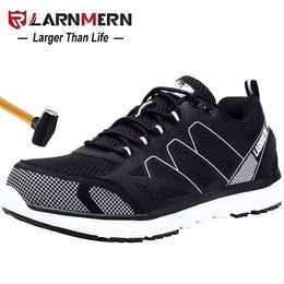 LARNMERN Mens Safety Work Shoes Steel Toe shoes Breathable Lightweight Antismashings Nonslip Reflective Protective shoes 210315