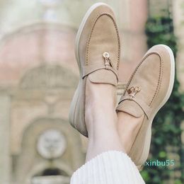 Spring British Style Men Women Loafers Shoes Suede Leather Luxury Summer Walk Light Princess General Solid Dress Shoe Plus Siz