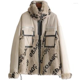 Women's Fur & Faux European Printed Rex Jacket Winter Women Warm Coats Outwear Overcoat LF21054KQNWomen's Women'sWomen's