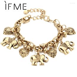 Link Chain ME Vintage Bohemian Gold Colour Elephant Heart Charms Bracelets For Women Fashion Gift Pulseira Feminina JewelryLink Lars22