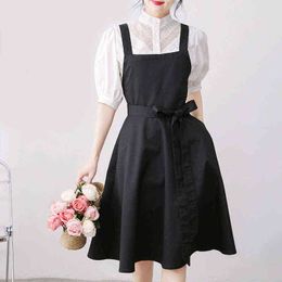 Adjustable Cross Back Home Kitchen Florist Work Apron Skirt Style Flower Coffee Shop Baking Overalls Bib Baking Cooking Smock Y220426