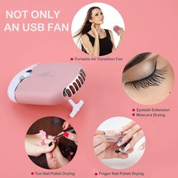 Women Afounda USB & Mini Portable Fans Rechargeable Electric Handheld Air Conditioning Cooling Refrigeration Fan for Eyelash Extension Nail Dryer multifunction
